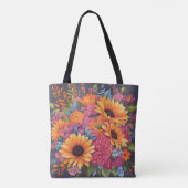 Zomer Zonnebloem en Bloemen Tote Bag (Achterkant)