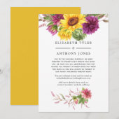 Zomer Zonnebloem Ingekorte Trouwgastenlijst Aankondiging (Voorkant / Achterkant)