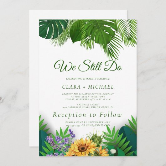 Zomer Zonnebloem Krans Huwelijksbelofte Vernieuwin Kaart (Voorkant / Achterkant)