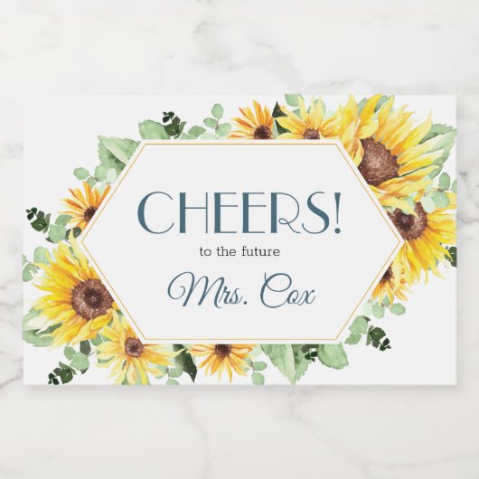 Zomer Zonnebloem Mini Champagne Label Sparkling Wijnetiket (Enkel label)