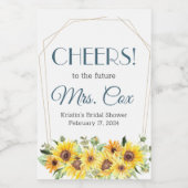 Zomer Zonnebloem Mini Wijn Label Etiket (Enkel label)