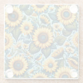 Zomer/zonnebloem/vogel Glazen Onderzetter (Achterkant)