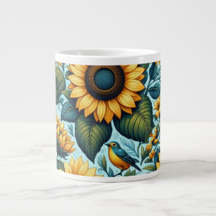 Zomer/zonnebloem/vogel Grote Koffiekop