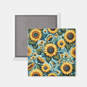Zomer/zonnebloem/vogel Magneet (Voorkant / Achterkant)