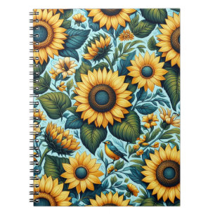 Zomer/zonnebloem/vogel Notitieboek