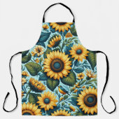 Zomer/zonnebloem/vogel Schort (Voorkant)