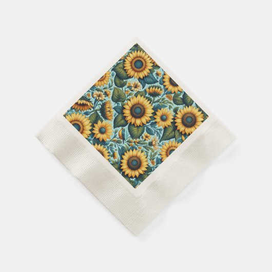 Zomer/zonnebloem/vogel Servet (Hoek)