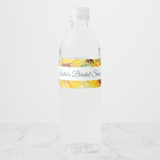 Zomer Zonnebloem Water Fles Label Waterfles Etiket (Voorkant)