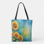 Zomer Zonnebloem Waterverf Tas (Achterkant)