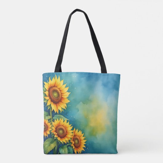 Zomer Zonnebloem Waterverf Tas (Achterkant)