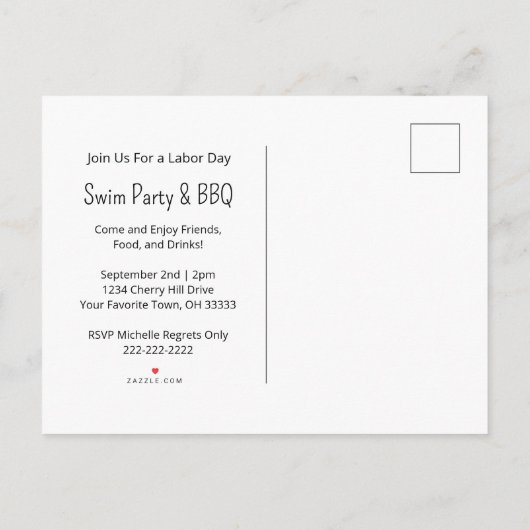 Zomer Zonnebloem Zwemfeest Barbecue Uitnodiging Briefkaart (Achterkant)