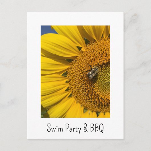 Zomer Zonnebloem Zwemfeest Barbecue Uitnodiging Briefkaart (Voorkant)