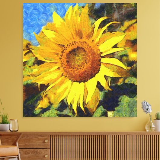 Zomer zonnebloemen, artistieke stijl canvas afdruk (Insitu (Woonkamer))