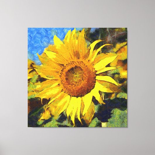 Zomer zonnebloemen, artistieke stijl canvas afdruk (Voorkant)