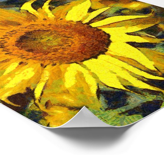 Zomer zonnebloemen, artistieke stijl poster (Hoek)