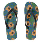 Zomer Zonnebloemen Draaiingspatroon Blauwe Teensli Teenslippers (Voetbed)