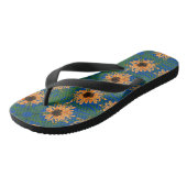 Zomer Zonnebloemen Draaiingspatroon Blauwe Teensli Teenslippers (Schuin)