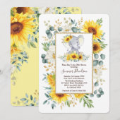 Zomer Zonnebloemen Elephant Greenery Baby shower Kaart (Voorkant / Achterkant)