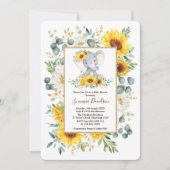 Zomer Zonnebloemen Elephant Greenery Baby shower Kaart (Voorkant)