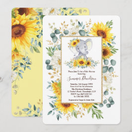 Zomer Zonnebloemen Elephant Greenery Baby shower Kaart