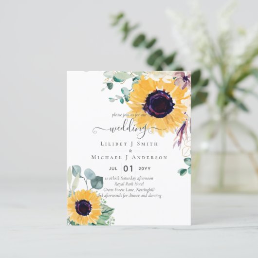 Zomer Zonnebloemen Eucalyptus Greenery Wedding (Staand voorkant)