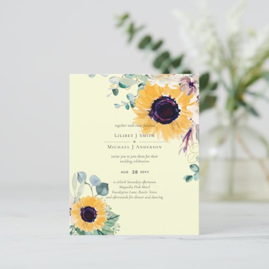 Zomer Zonnebloemen Eucalyptus Greenery Wedding (Staand voorkant)