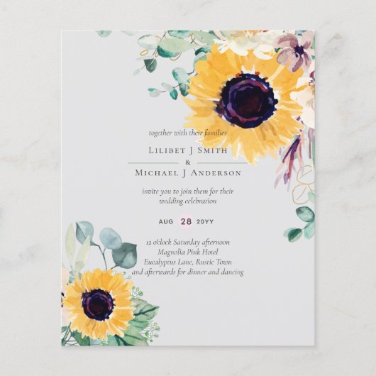 Zomer Zonnebloemen Eucalyptus Greenery Wedding (Voorkant)