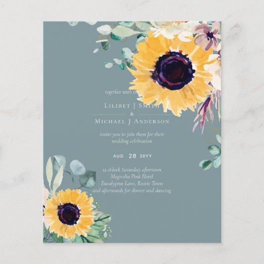 Zomer Zonnebloemen Eucalyptus Greenery Wedding (Voorkant)