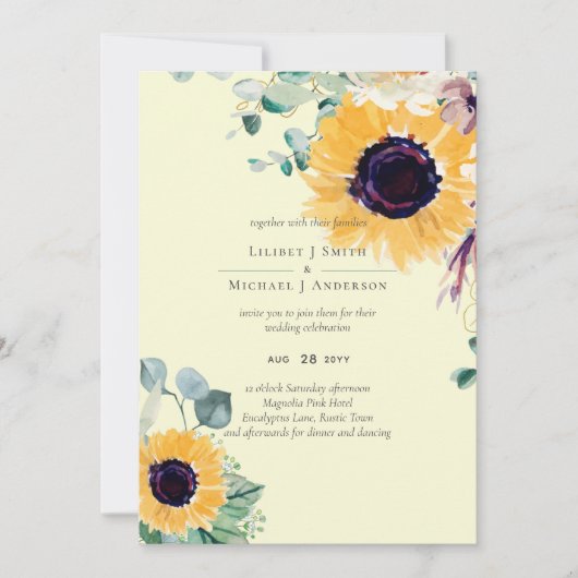 Zomer Zonnebloemen Eucalyptus Greenery Wedding (Voorkant)