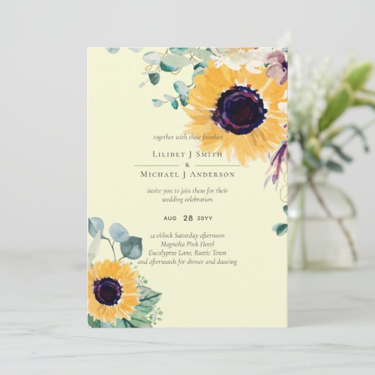 Zomer Zonnebloemen Eucalyptus Greenery Wedding (Staand voorkant)