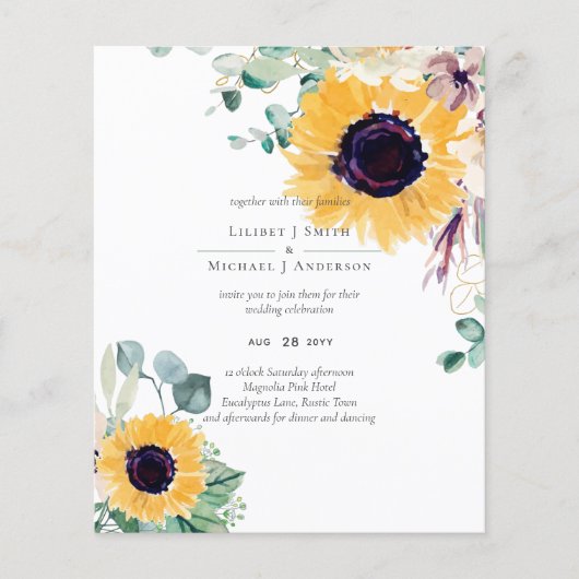 Zomer Zonnebloemen Eucalyptus Greenery Wedding (Voorkant)