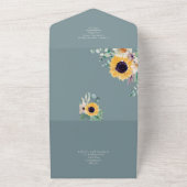 Zomer Zonnebloemen Eucalyptus Greenery Wedding All In One Uitnodiging (Buitenkant)
