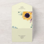 Zomer Zonnebloemen Eucalyptus Greenery Wedding All In One Uitnodiging (Buitenkant)