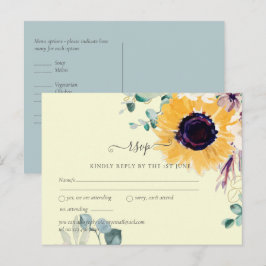 Zomer Zonnebloemen Eucalyptus Greenery Wedding Briefkaart