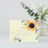Zomer Zonnebloemen Eucalyptus Greenery Wedding Briefkaart (Staand voorkant)