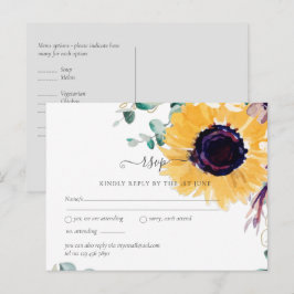 Zomer Zonnebloemen Eucalyptus Greenery Wedding Briefkaart