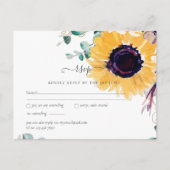Zomer Zonnebloemen Eucalyptus Greenery Wedding Briefkaart (Voorkant)