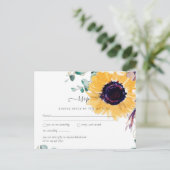 Zomer Zonnebloemen Eucalyptus Greenery Wedding Briefkaart (Staand voorkant)