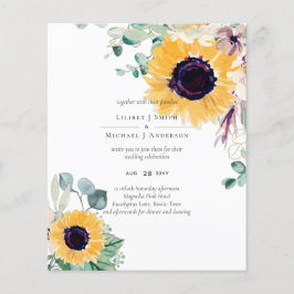 Zomer Zonnebloemen Eucalyptus Greenery Wedding Flyer