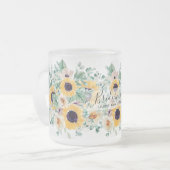 Zomer Zonnebloemen Eucalyptus Greenery Wedding Matglas Koffiemok (Voorkant links)