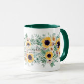Zomer Zonnebloemen Eucalyptus Greenery Wedding Mok (Voorkant rechts)