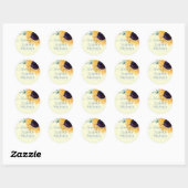 Zomer Zonnebloemen Eucalyptus Greenery Wedding Ronde Sticker (Vel)