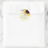 Zomer Zonnebloemen Eucalyptus Greenery Wedding Ronde Sticker (Tas)