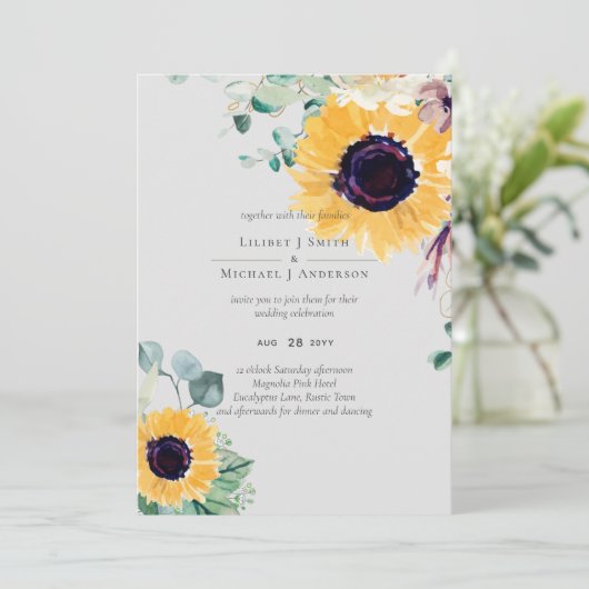 Zomer Zonnebloemen Eucalyptus Groene Huwelijk (Staand voorkant)