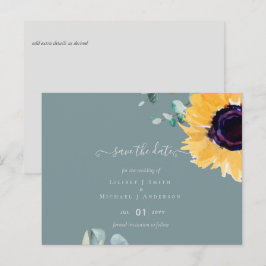 Zomer Zonnebloemen Eucalyptus Groene Huwelijkdecor Briefkaart