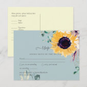 Zomer Zonnebloemen Eucalyptus Groene Huwelijkdecor Briefkaart (Voorkant / Achterkant)