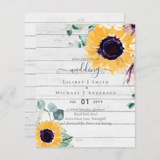 Zomer Zonnebloemen Eucalyptus Groene Huwelijksdeco (Voorkant / Achterkant)