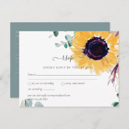 Zomer Zonnebloemen Eucalyptus Groene Huwelijksdeco Briefkaart