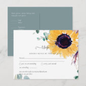 Zomer Zonnebloemen Eucalyptus Groene Huwelijksdeco Briefkaart (Voorkant / Achterkant)