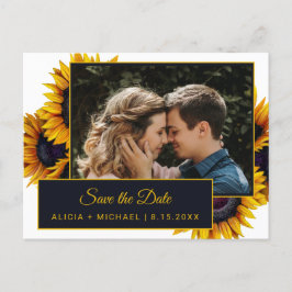 Zomer Zonnebloemen | Foto Bruiloft Save the Date Aankondigingskaart